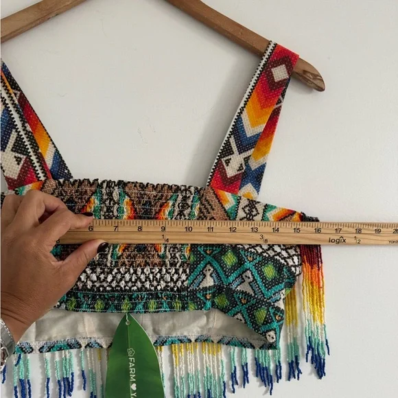 FARM Rio Multicolor Beaded Fringe Crop Top - Picture 6 of 7